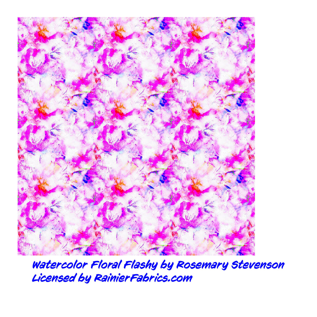 Watercolor Flashy Floral from Rosemary Stevenson  - 2-5 day turnaround - Order by 1/2 yard; Description of bases below
