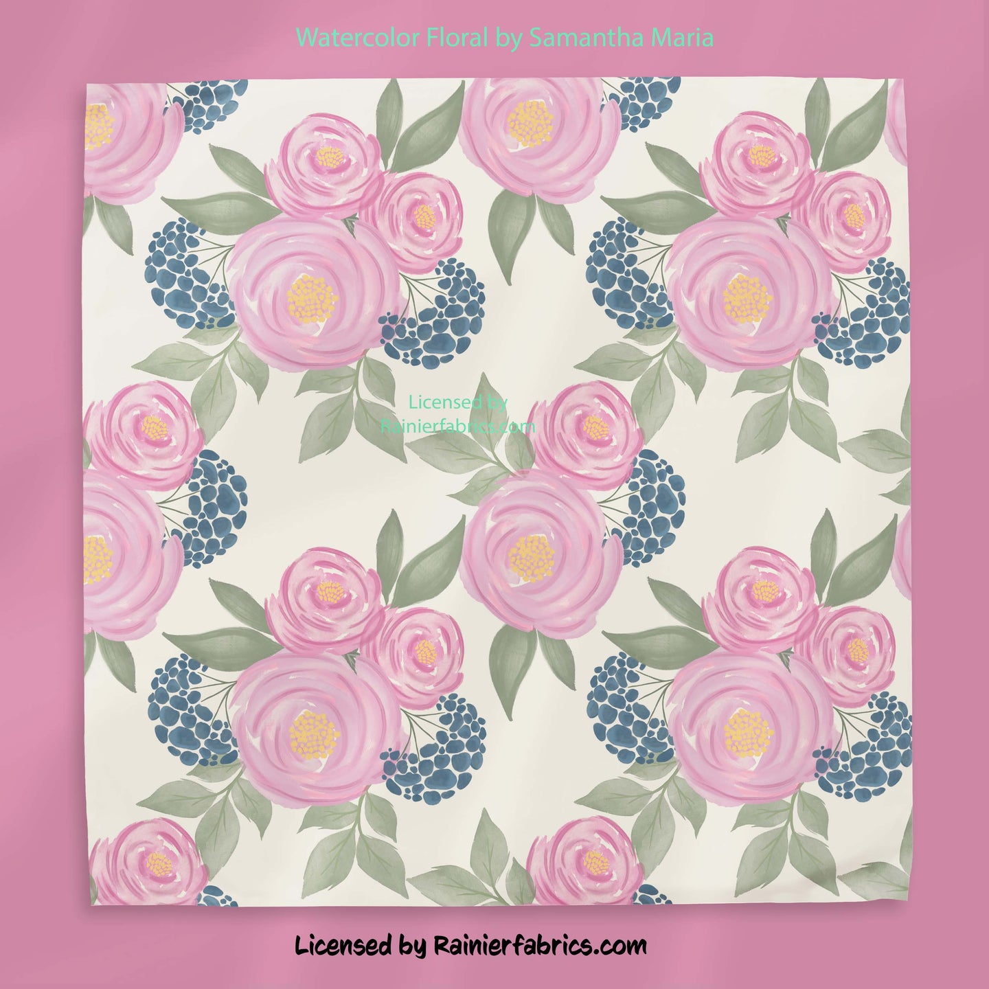 Watercolor Floral and Stripes from Samantha Marie - 2-5 business days to ship - Order by 1/2 yard