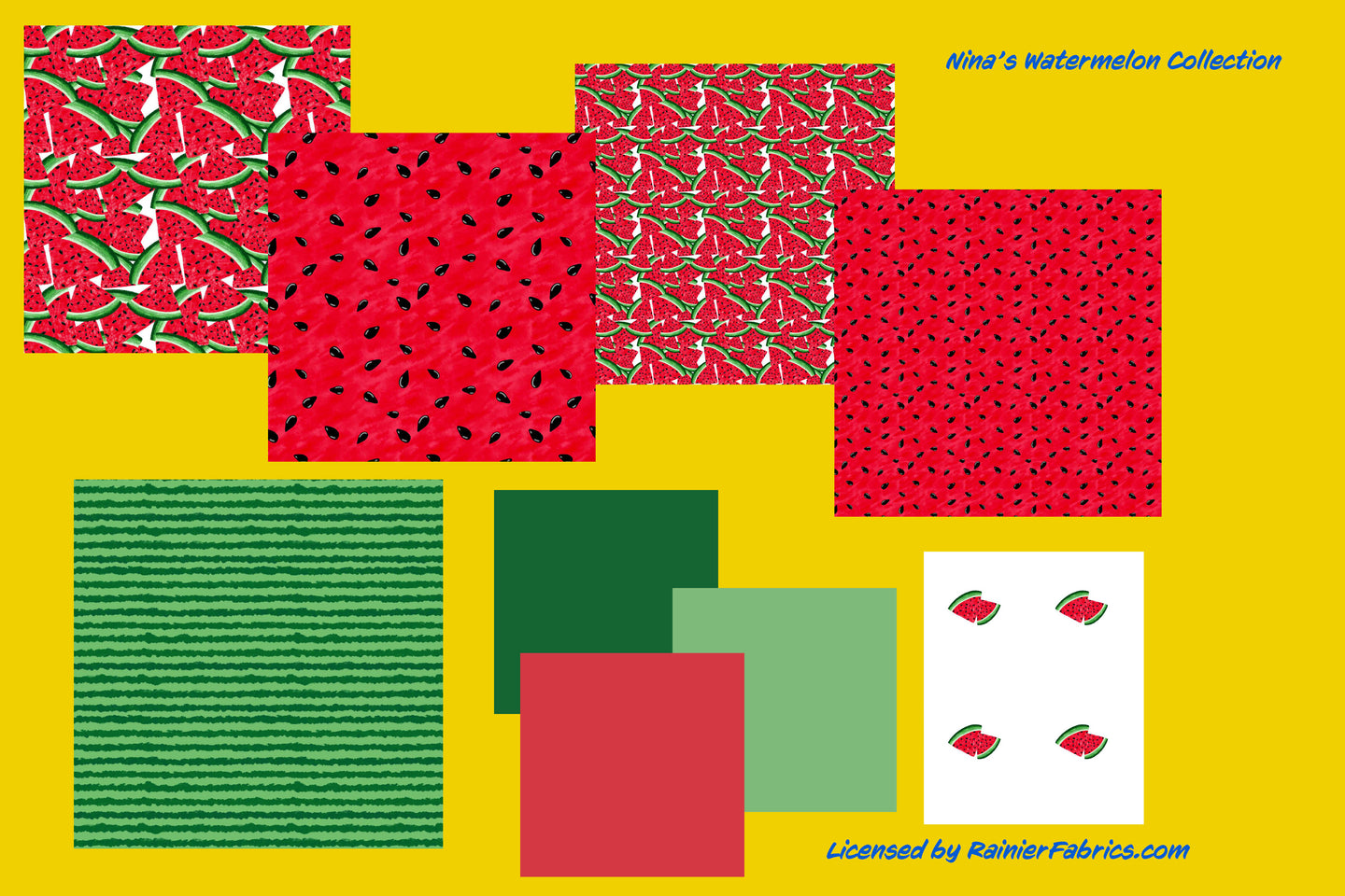 Nina's Watermelons  - 2-5 day turnaround - Order by 1/2 yard; Description of bases below