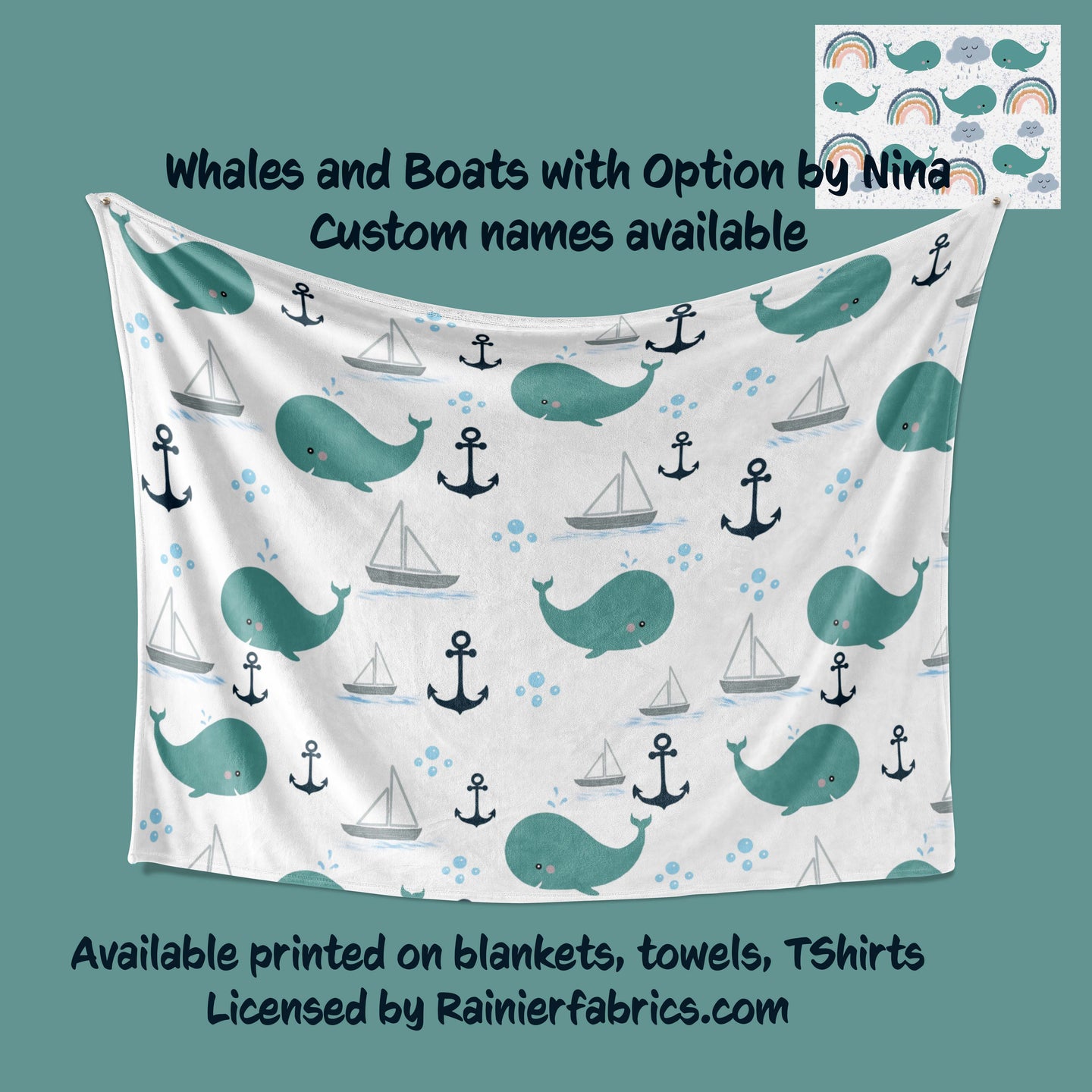 Whales and Boats by Nina - Blanket