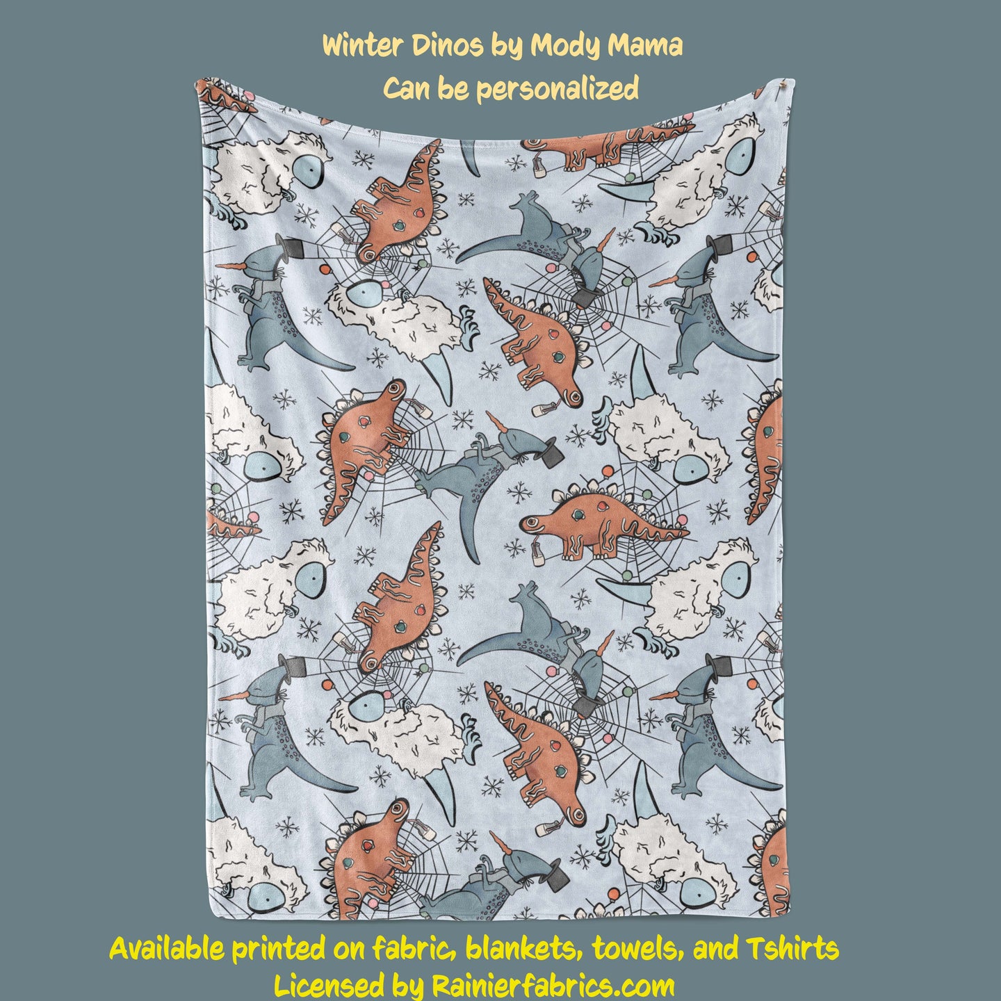 Winter Dinos by Moody Mama - Blanket