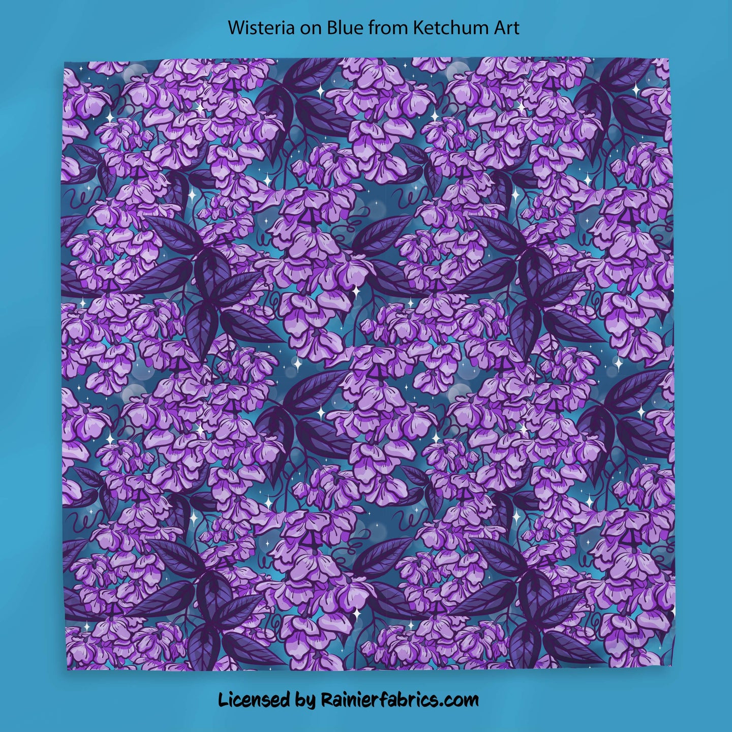 Wisteria in Blue by Ketchum Design - 2-5 business days to ship - Order by 1/2 yard