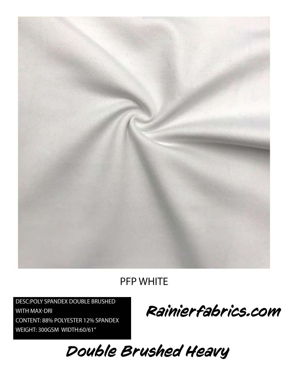 White - DBP 300 GSM Double Brushed Polyester Heavy - sold by the yard!